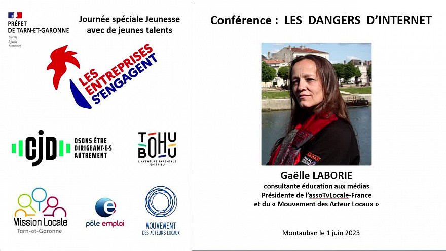 'Les Entreprises s'Engagent' en Tarn-et-Garonne avec le CJD82 - conférence de Gaëlle LABORIE  'Dangers d'Internet pour les Jeunes' à l'occasion de l'événement 